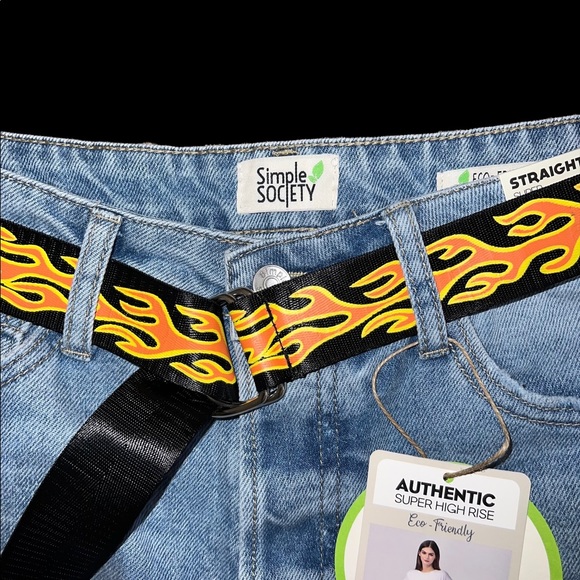 SIMPLE SOCIETY STRAIGHT SUPER HIGH-RISE ROLL CUFF BUTTON FLY JEANS SIZE 9/29 - Picture 10 of 16